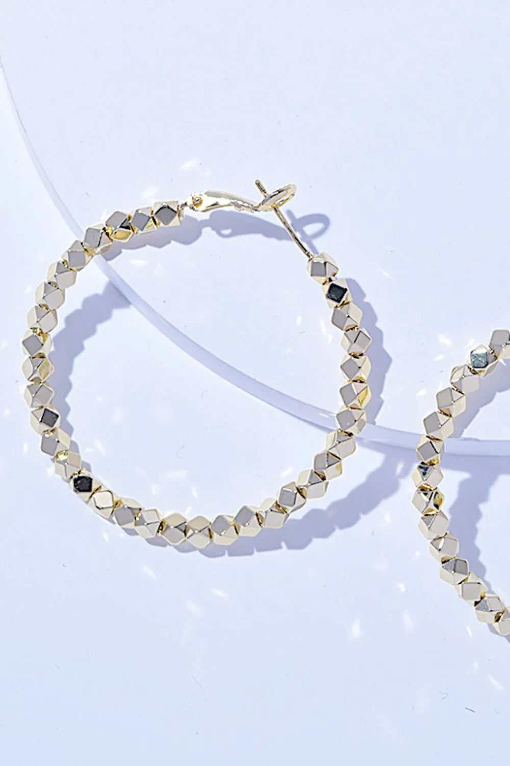 Elegant Alloy Hoop Earrings with Geometric Beads - Lilixa.store