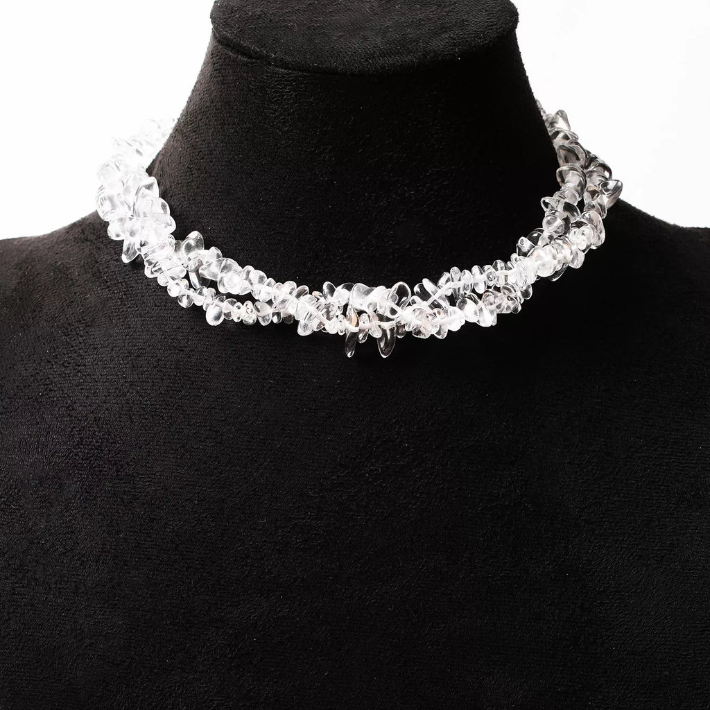 Irregular Glass Choker Necklace in White, view 5