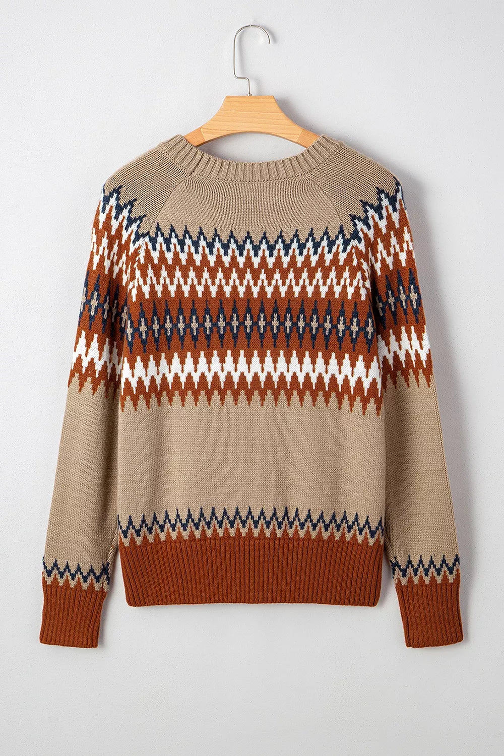 Geometric Pattern Long Sleeve Sweater - Lilixa.store