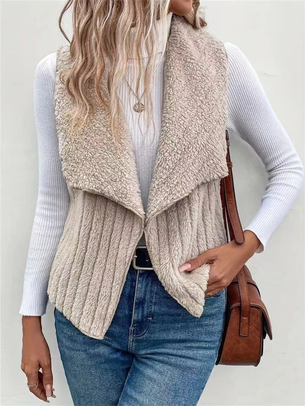 Cozy Fleece Open Front Vest Coat - Lilixa.store