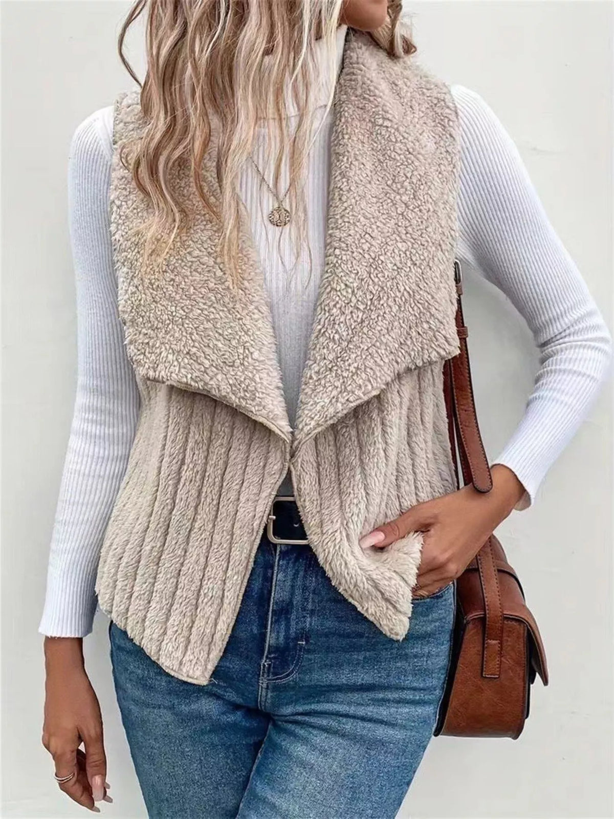 Cozy Fleece Open Front Vest Coat - Lilixa.store