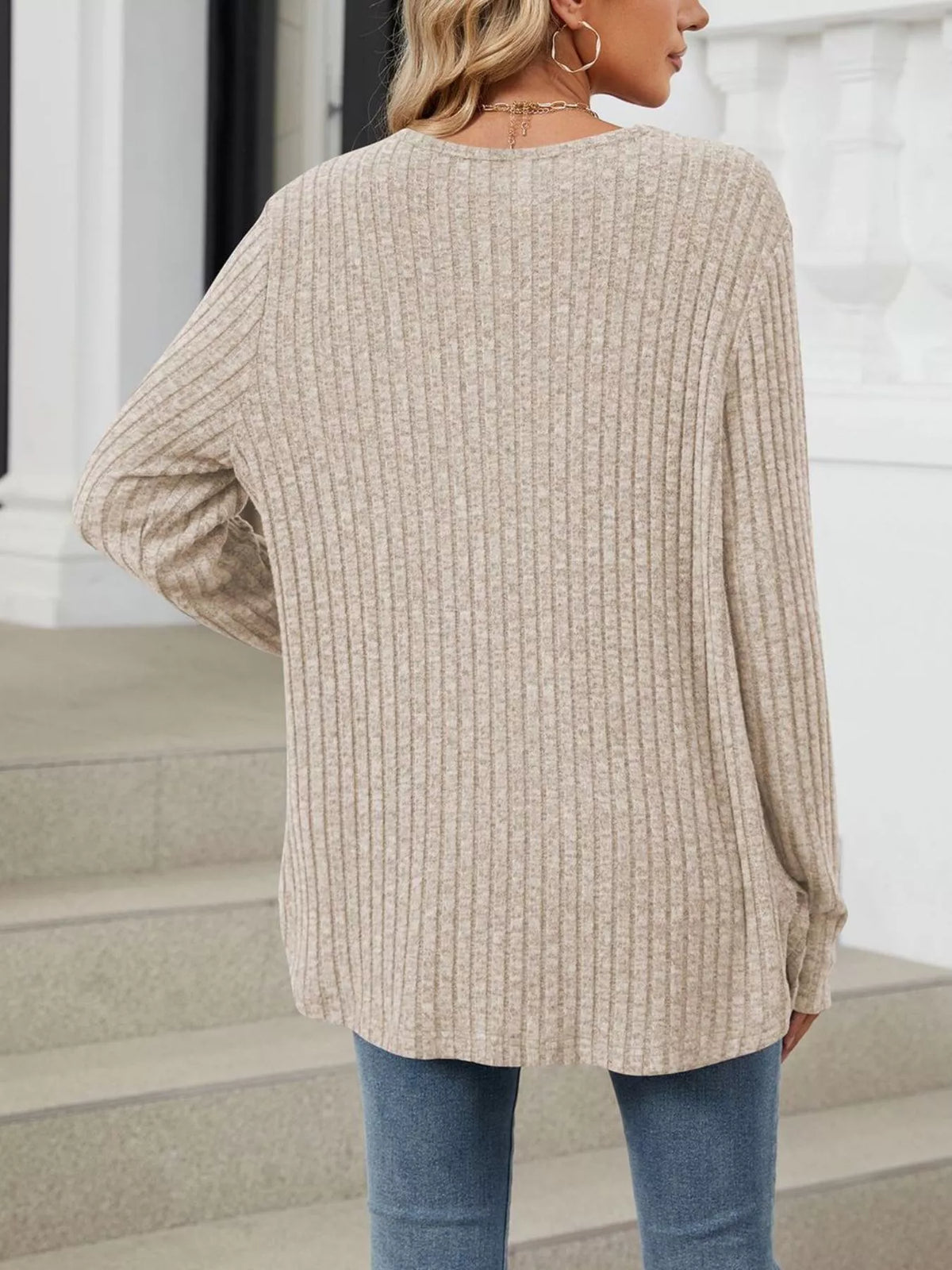 Ribbed Button-Up Cardigan - Lilixa.store