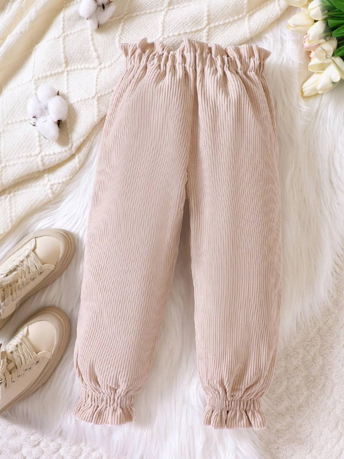 Children's Ruffled Hem Corduroy Pants - Lilixa.store