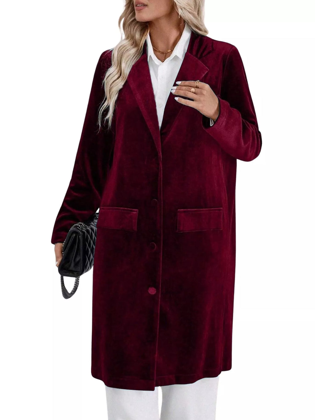 Lapel Collar Long Sleeve Longline Coat - Lilixa.store