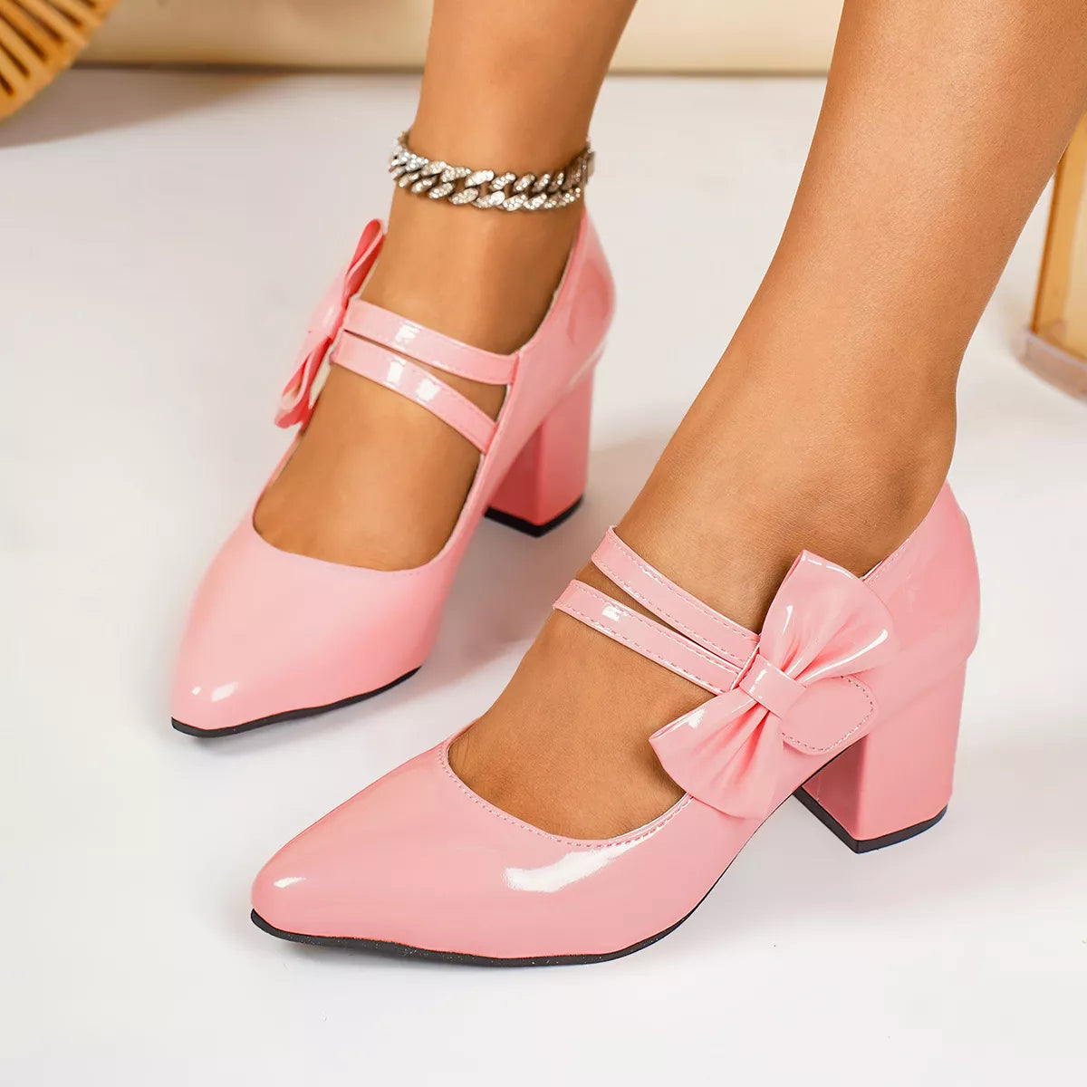 Point Toe Block Heels Pumps - Lilixa.store