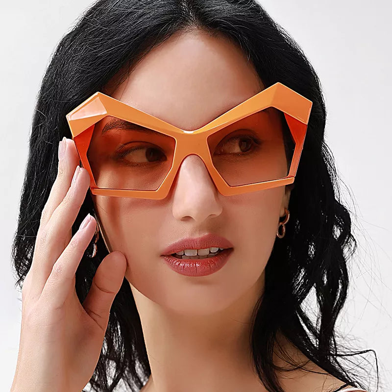 Oversized Geometric Orange Fashion Sunglasses - Lilixa.store