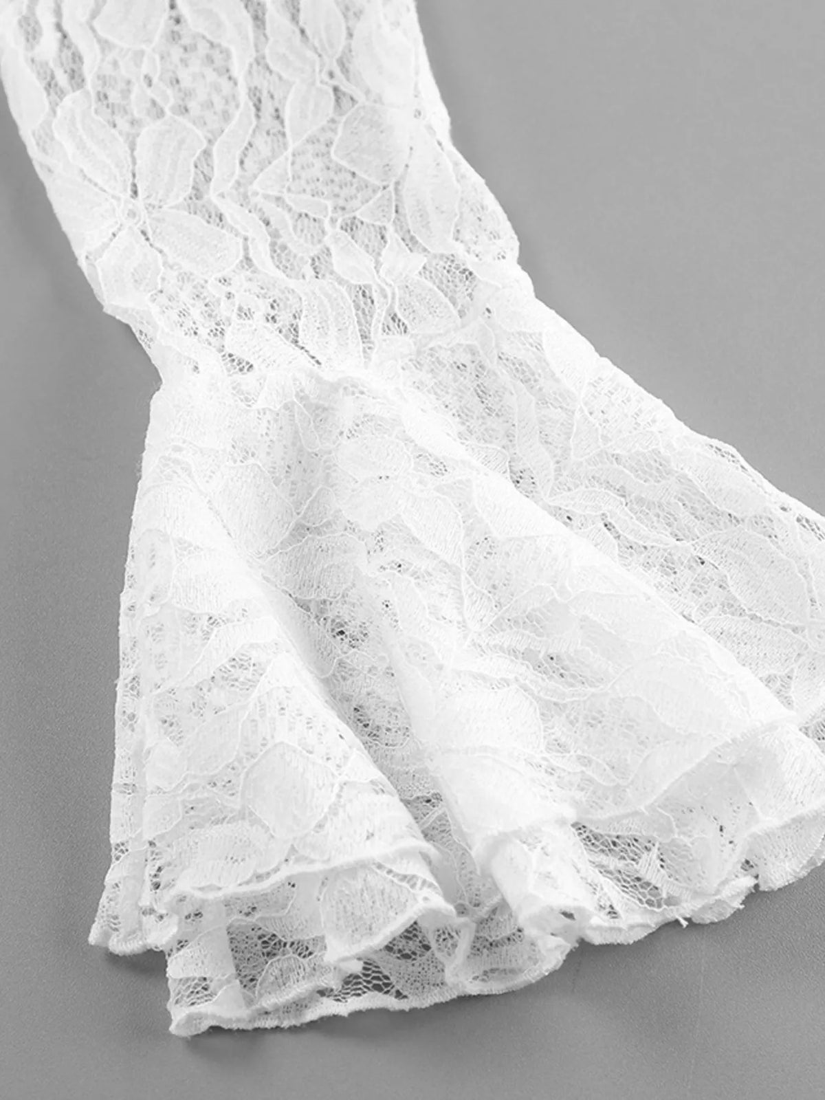 Lace V-Neck Flare Sleeve Blouse in White, view 13