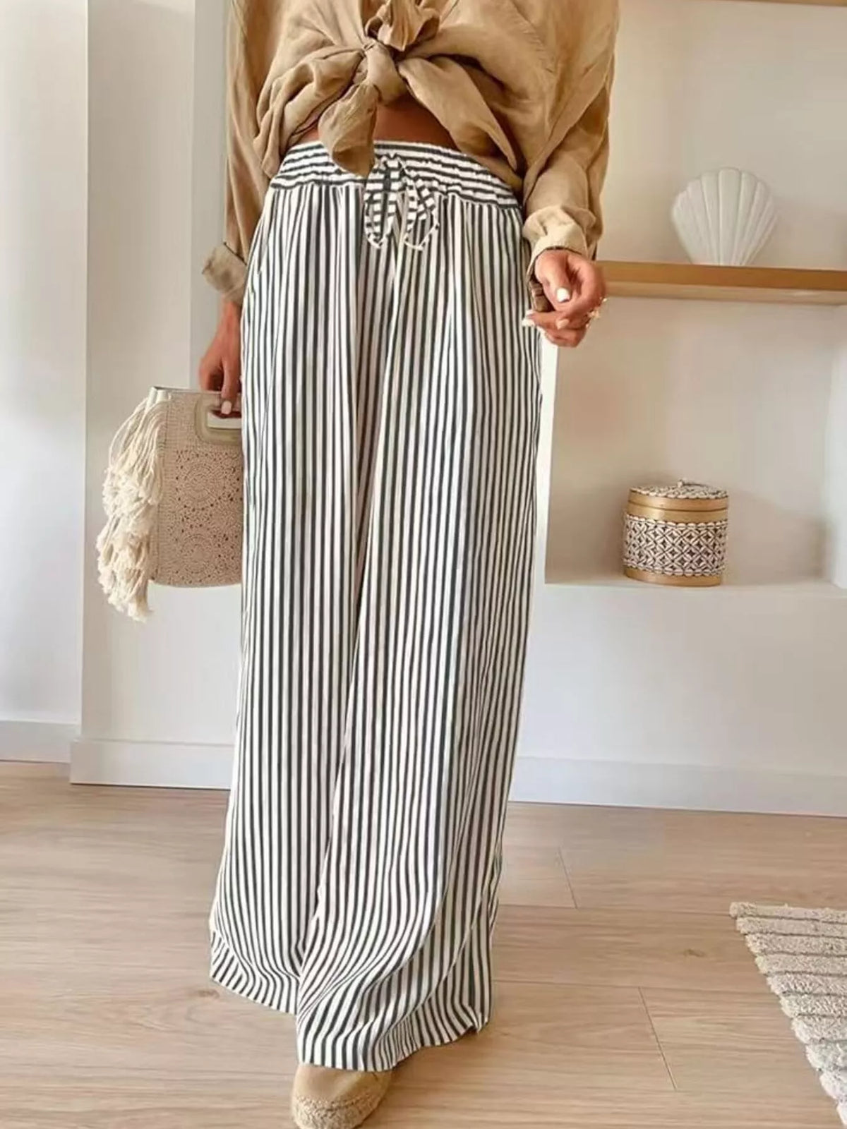 Striped Wide-Leg Pants - Lilixa.store