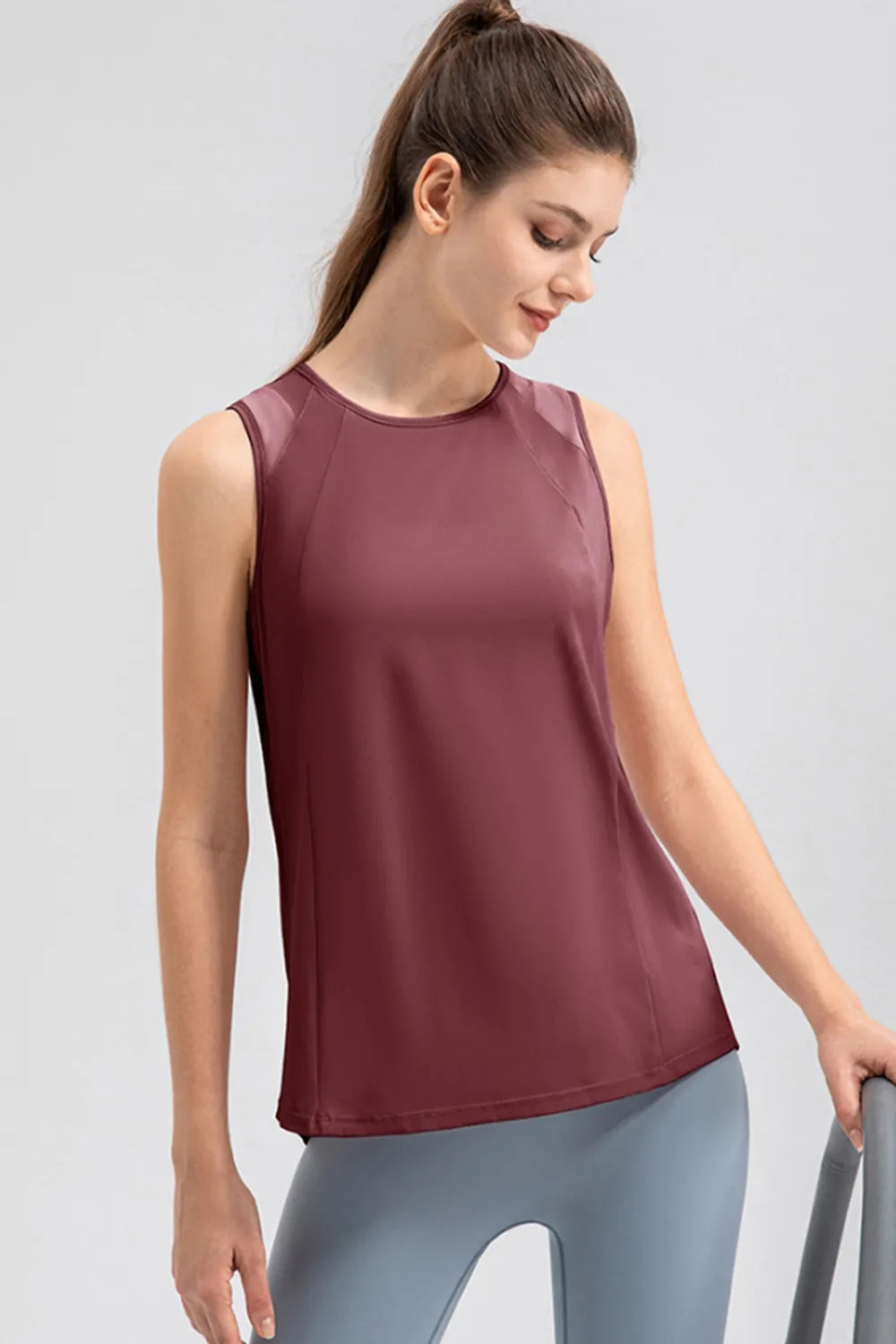 Round Neck Wide strap Active Tank - Lilixa.store