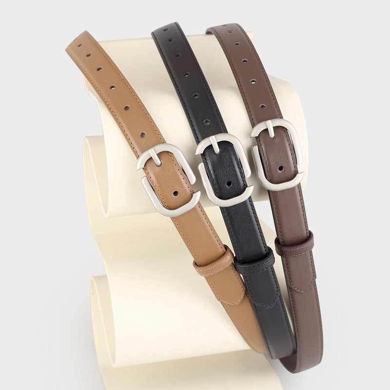 Leather Belt with Silver Buckle - Lilixa.store