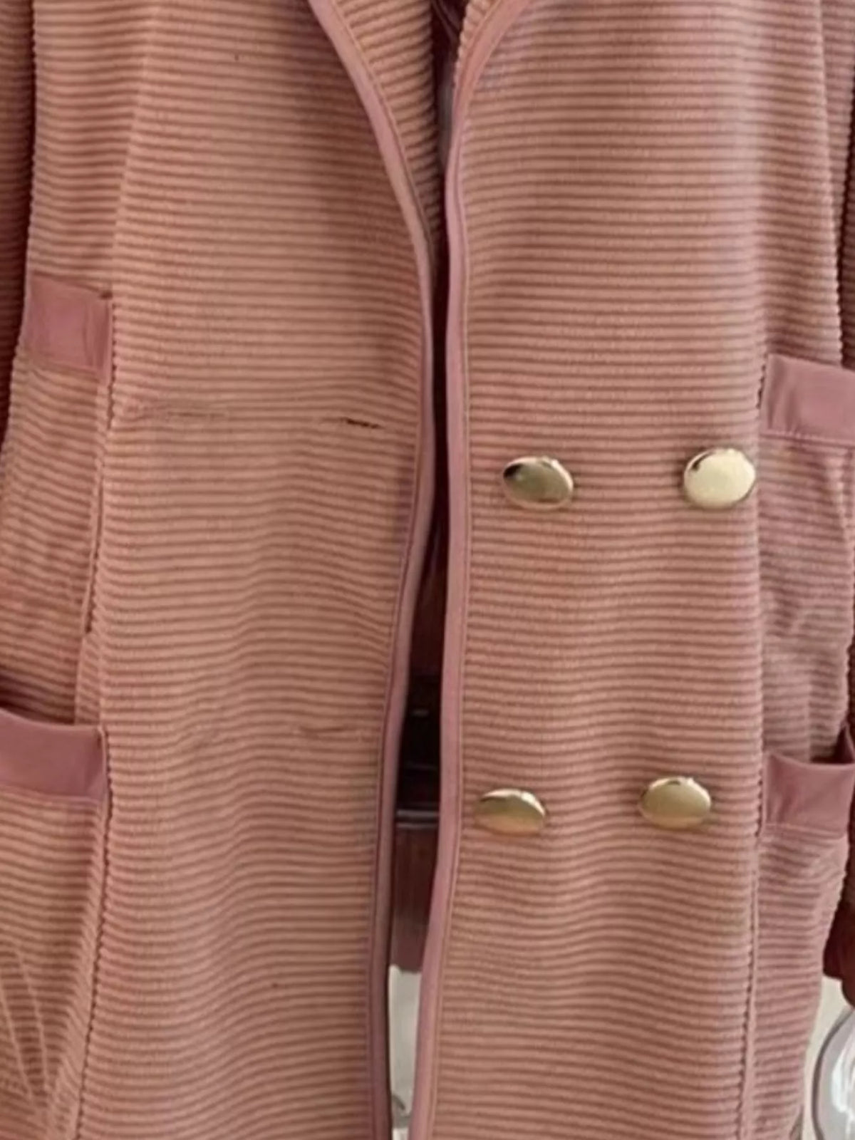 Texture Knit Double-Breasted Blazer - Lilixa.store