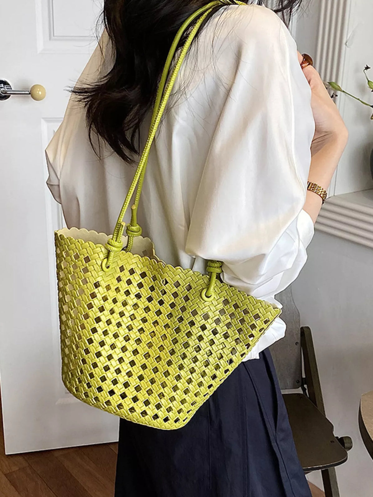 Woven Leather Shoulder Bag - Lilixa.store