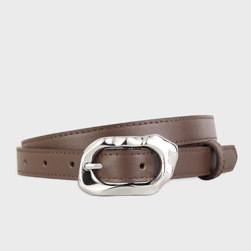Leather Belt with Silver Buckle - Lilixa.store