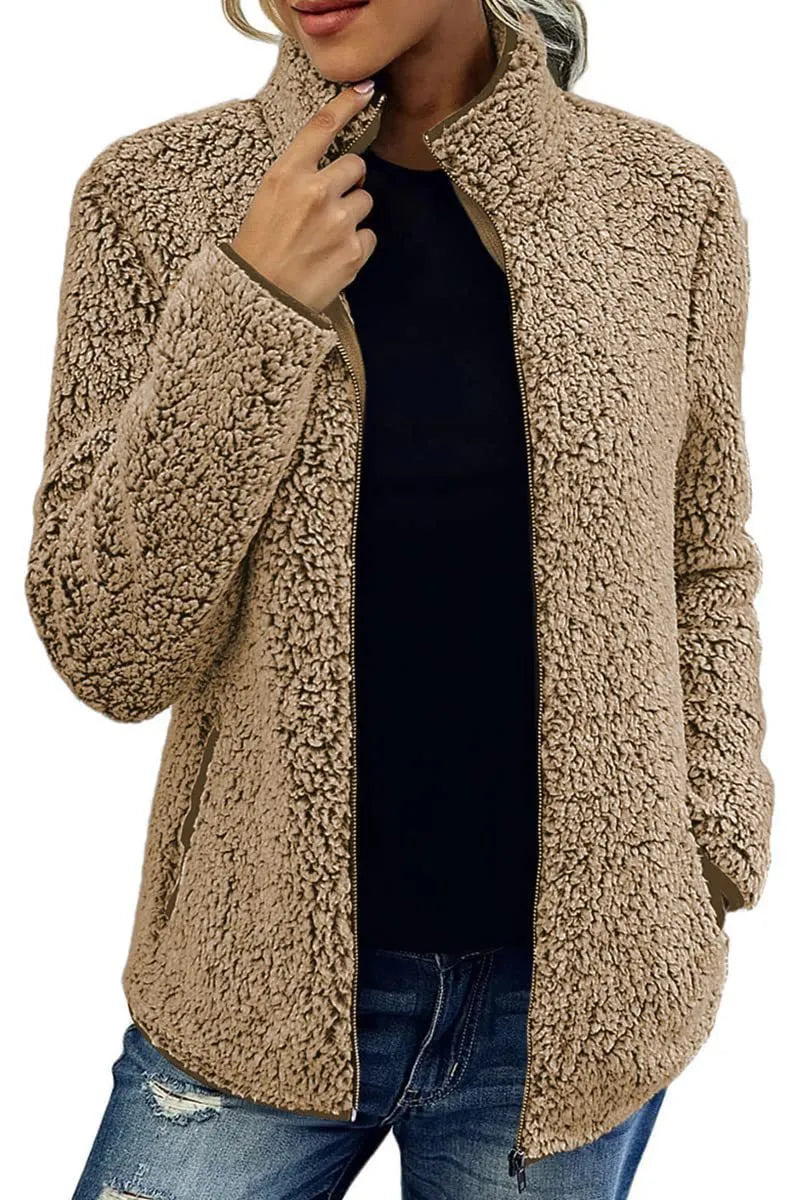 Pocketed Zip Up Turtleneck Jacket, view 2
