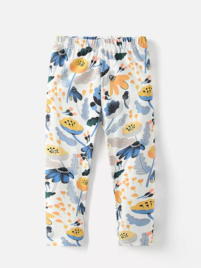 Children's Floral Print Elastic Waist Pants - Lilixa.store