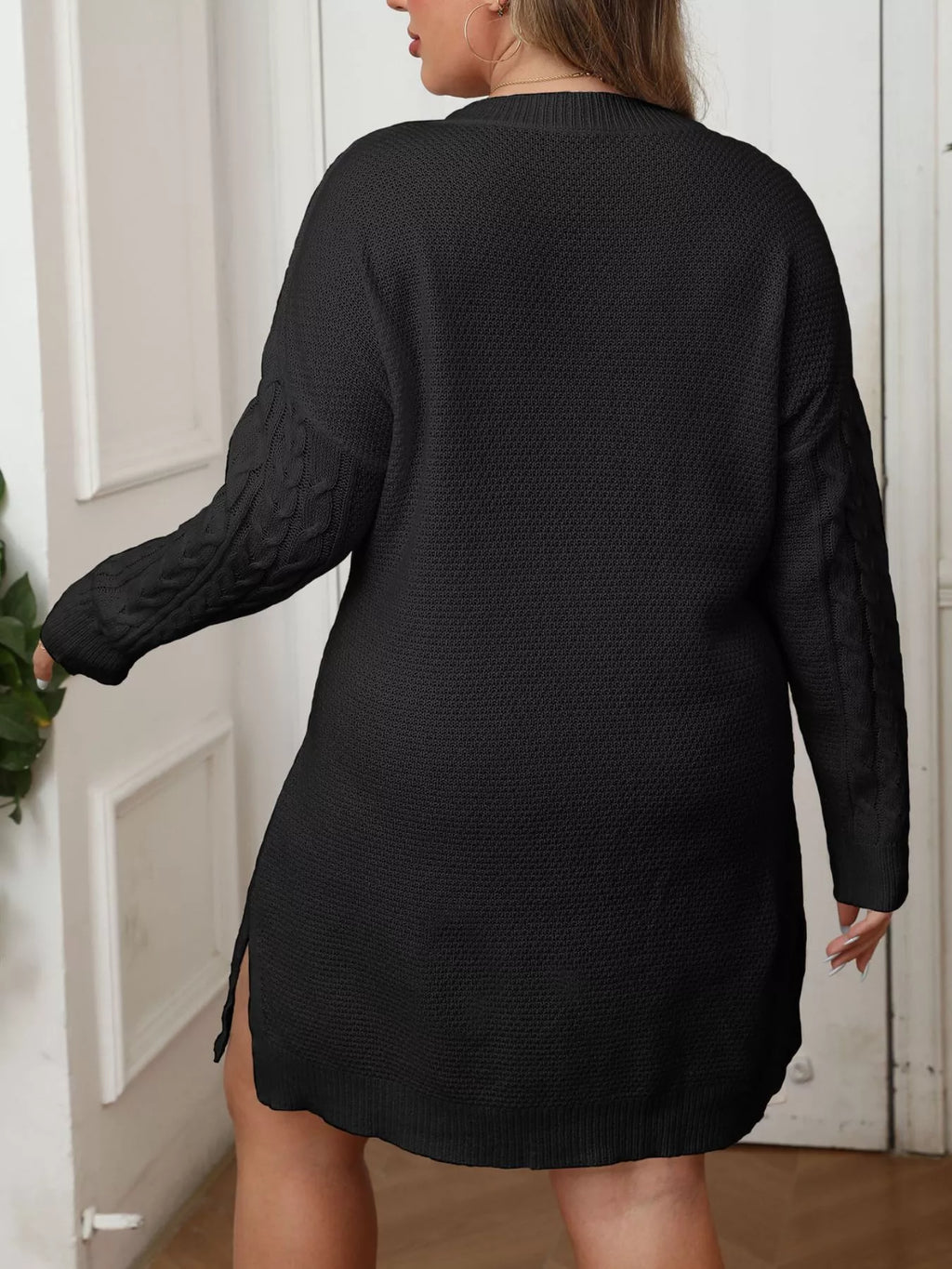 Plus Size Strawberry Cable Knit Sweater Dress - Lilixa.store