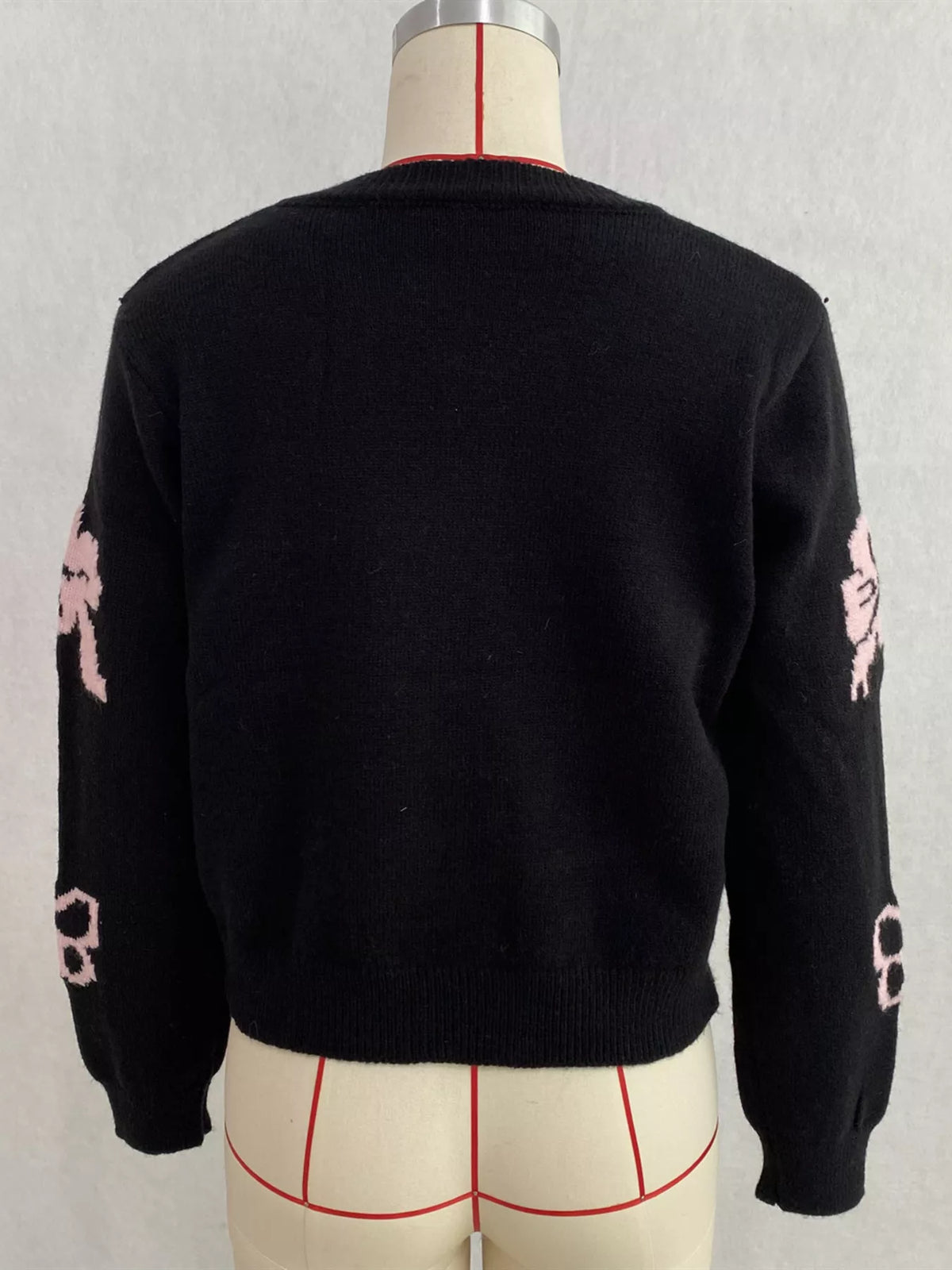 Floral Crew Neck Cropped Knit Cardigan, view 10