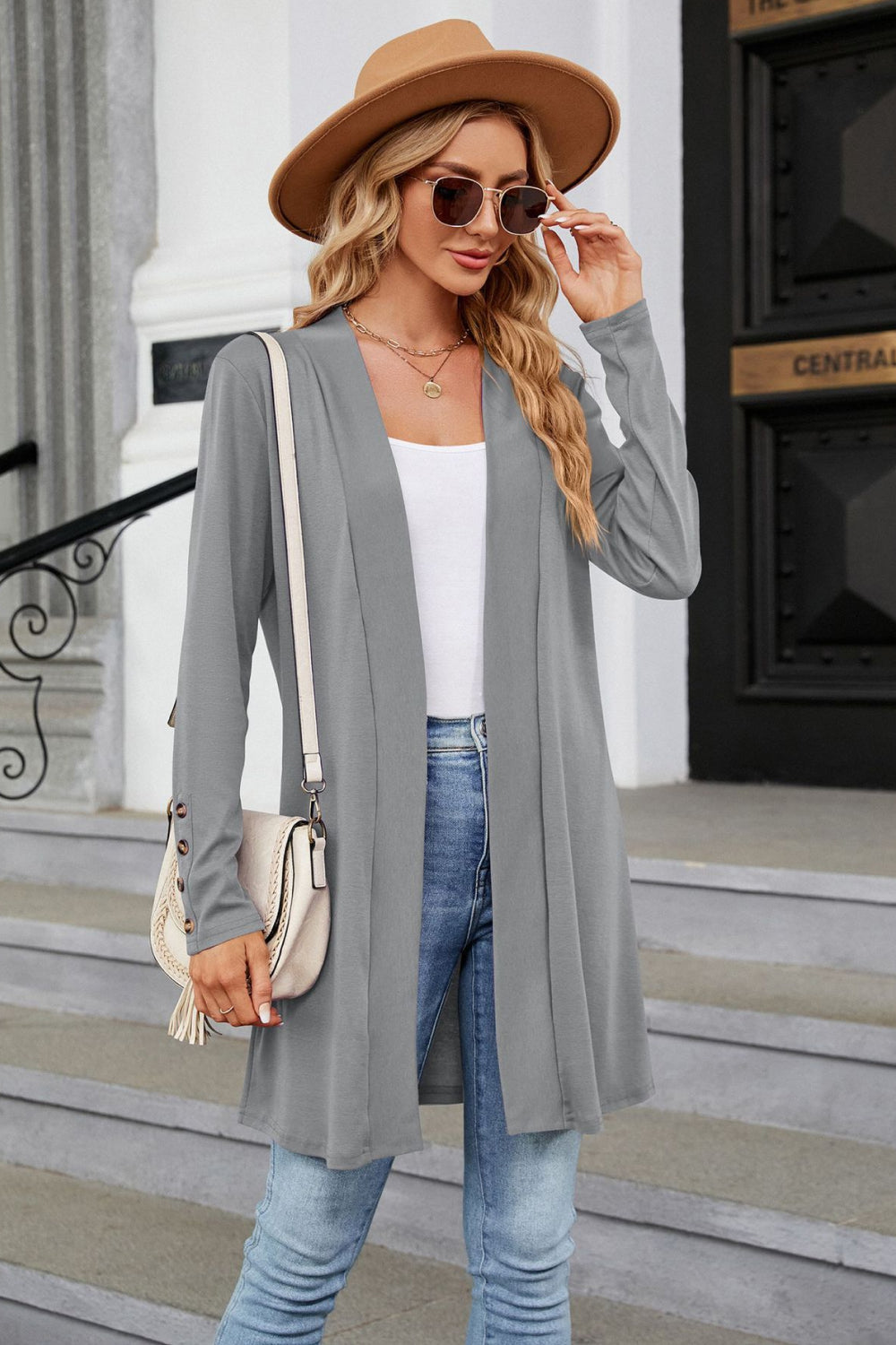 Long Sleeve Open Front Cardigan - Lilixa.store