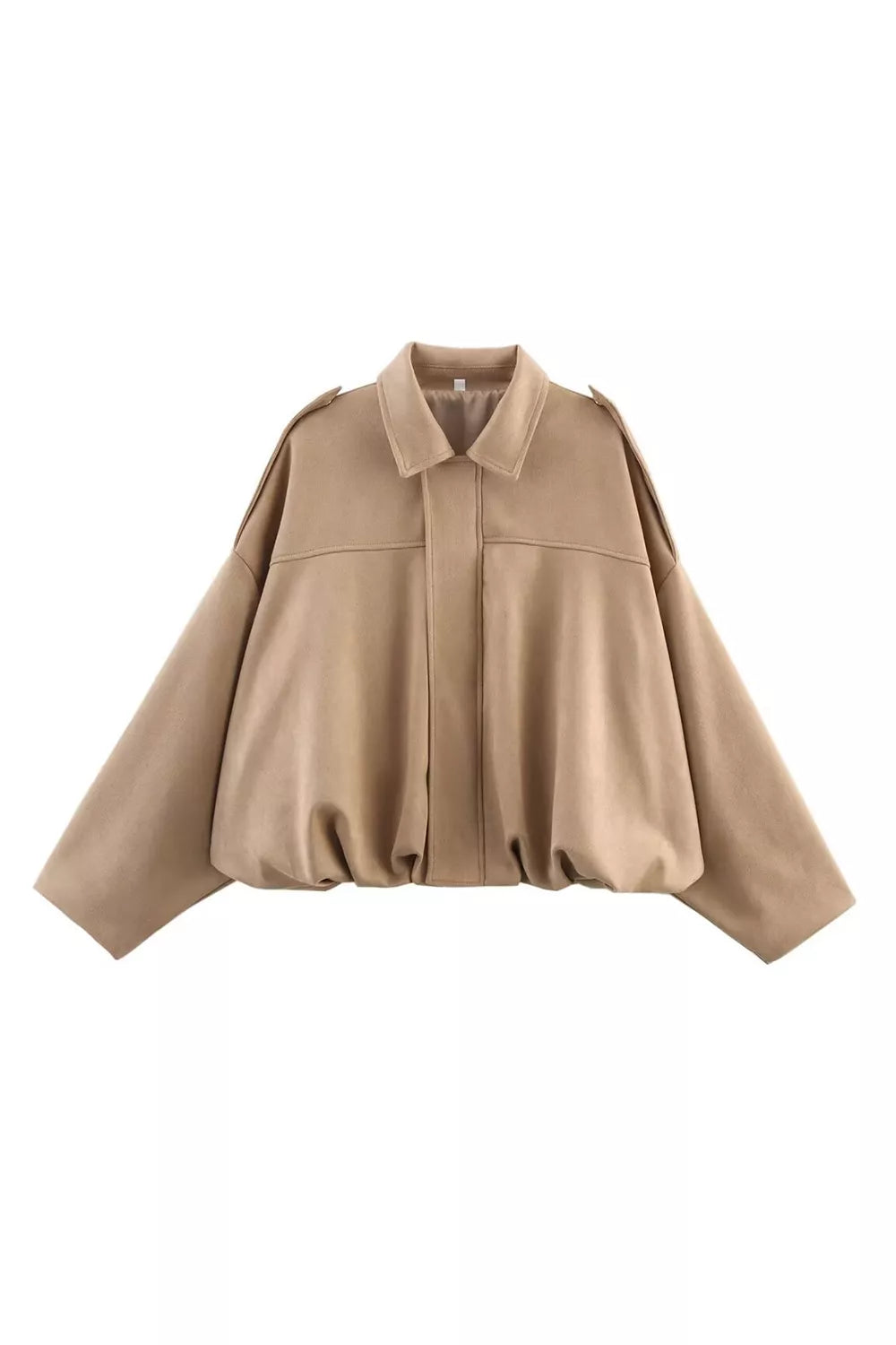 Collared Neck Dropped Shoulder Jacket - Lilixa.store