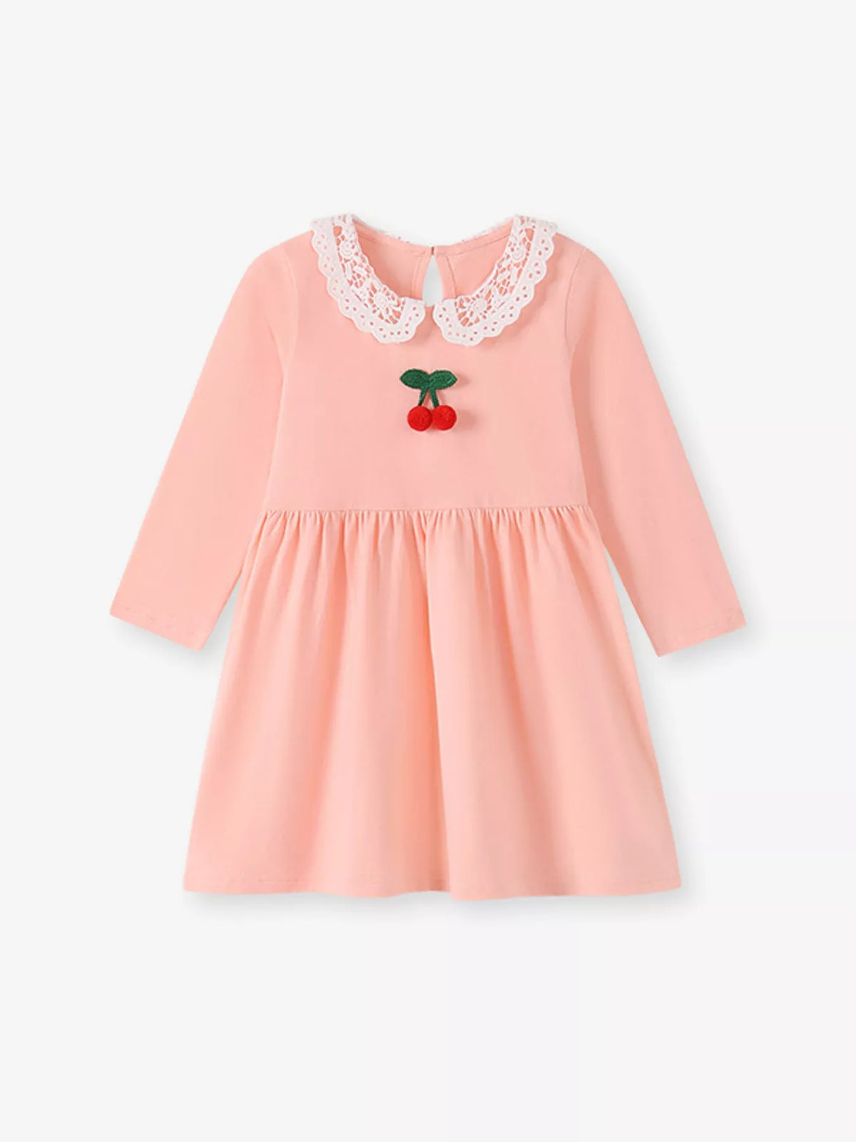 Children's Cherry Lace Collar Long Sleeve Dress - Lilixa.store