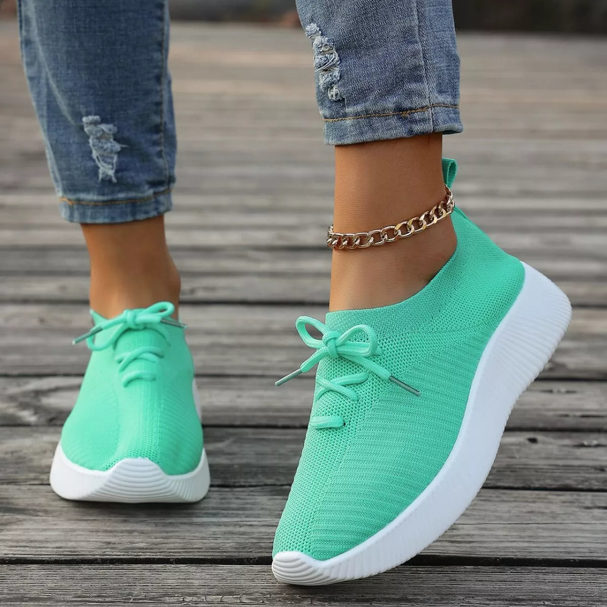 Round Toe Lace Up Sneakers - Lilixa.store