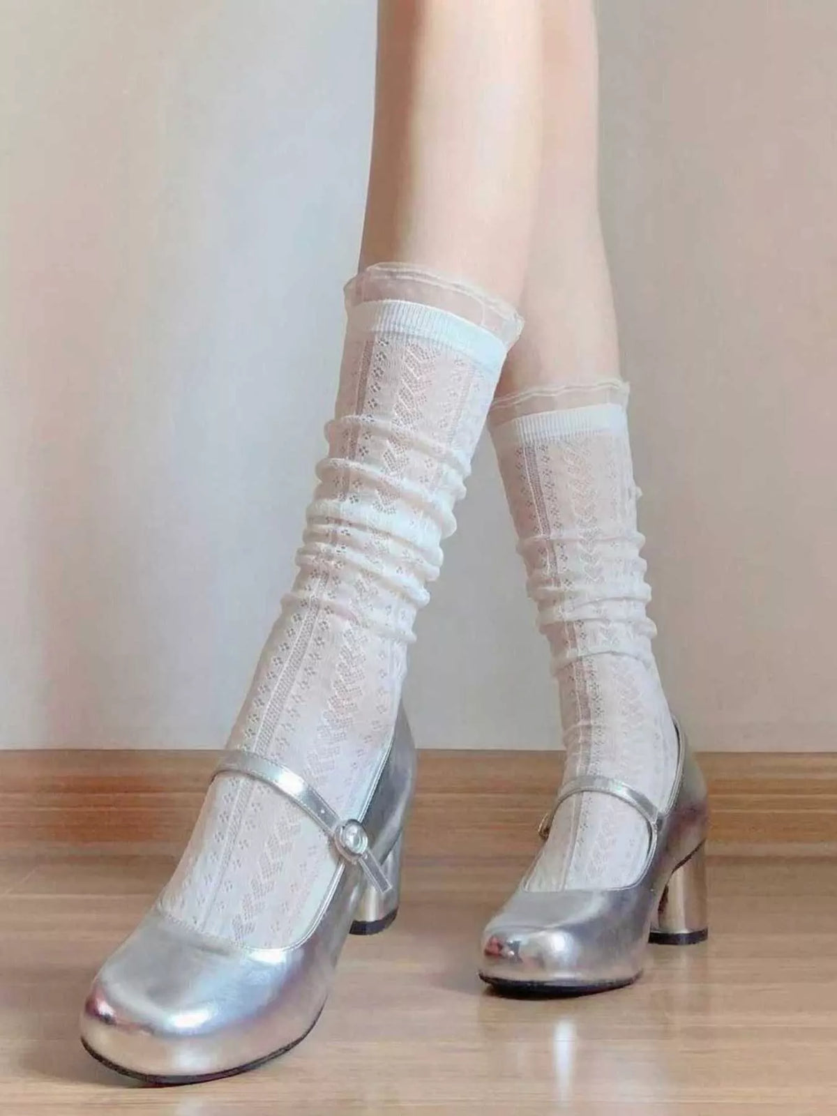 Lace Patterned Mid-Calf Socks - Lilixa.store