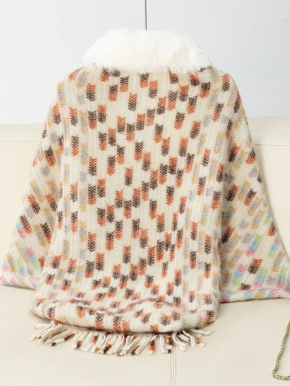 Fringe Fuzzy Open Front Poncho - Lilixa.store
