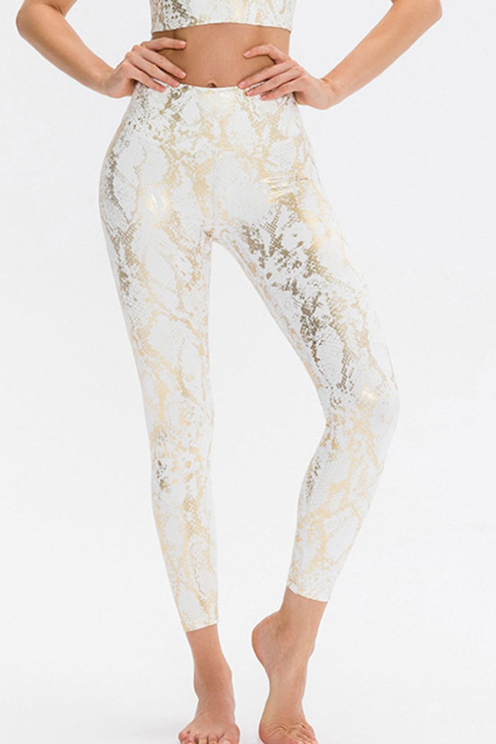Animal Print Slim Fit Wide Waistband Long Sports Pants - Lilixa.store