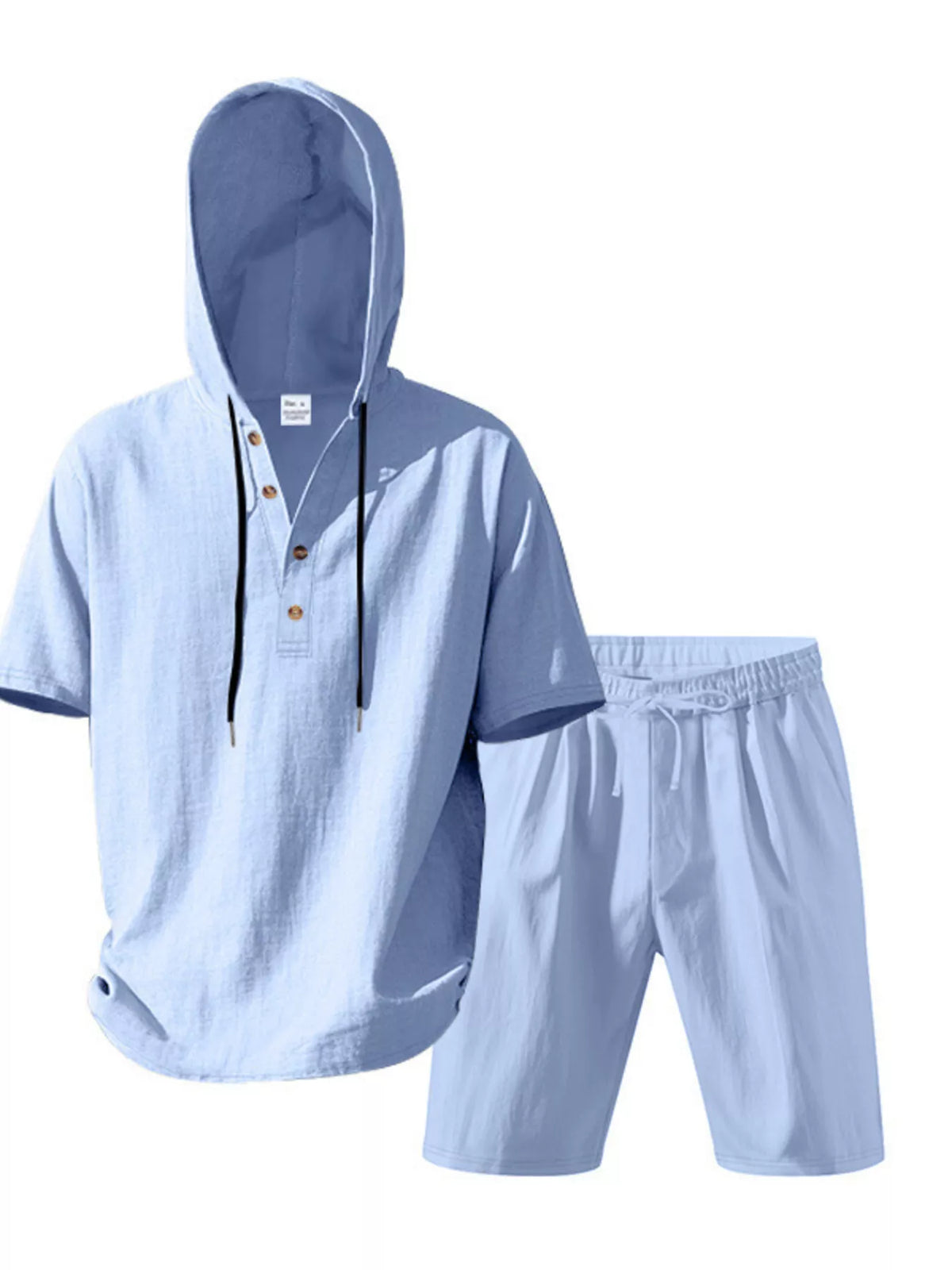 Men's Full Size Casual Short Sleeve Hooded Top & Shorts Set Plus Size - Lilixa.store