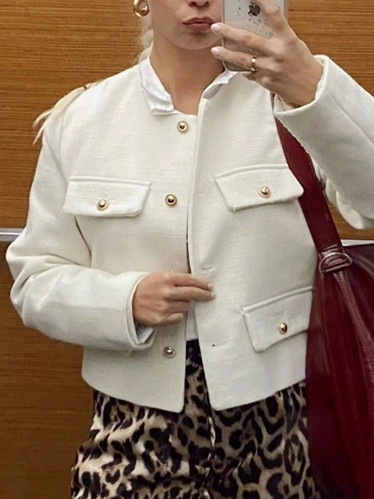 Tweed Button Up Cropped Outerwear - Lilixa.store