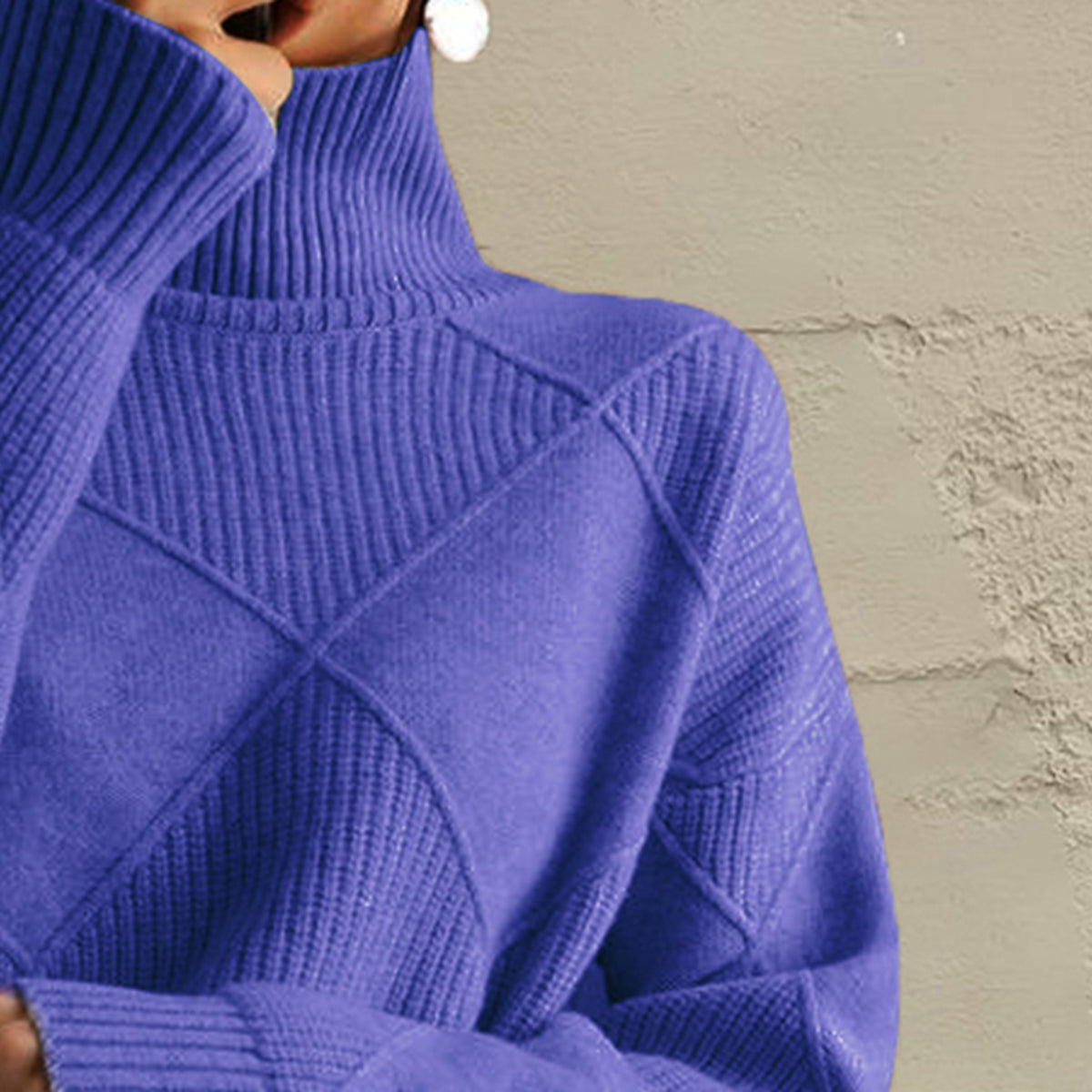 Geometric Turtleneck Long Sleeve Sweater - Lilixa.store