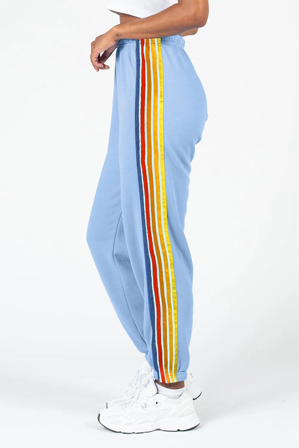 Contrast Striped Elastic Waist Active Pants - Lilixa.store