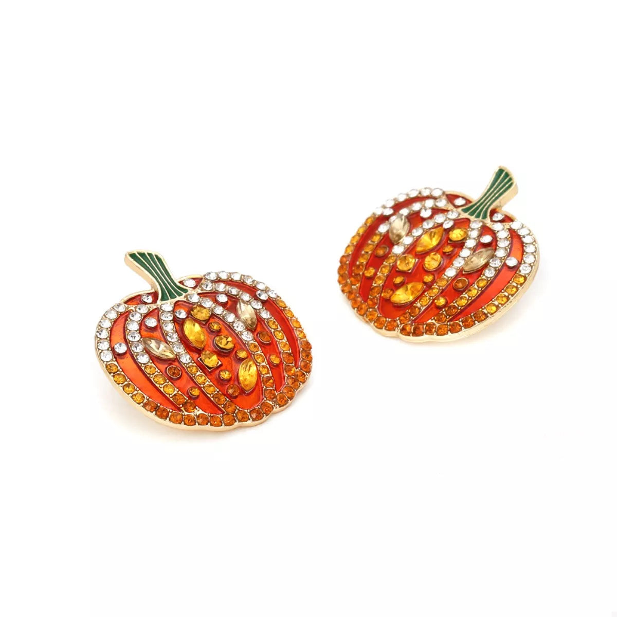 Halloween Pumpkin Rhinestone Stud Earrings - Lilixa.store