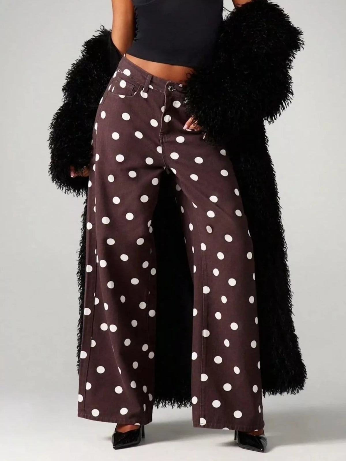 Polka Dot Wide-Leg Jeans - Lilixa.store