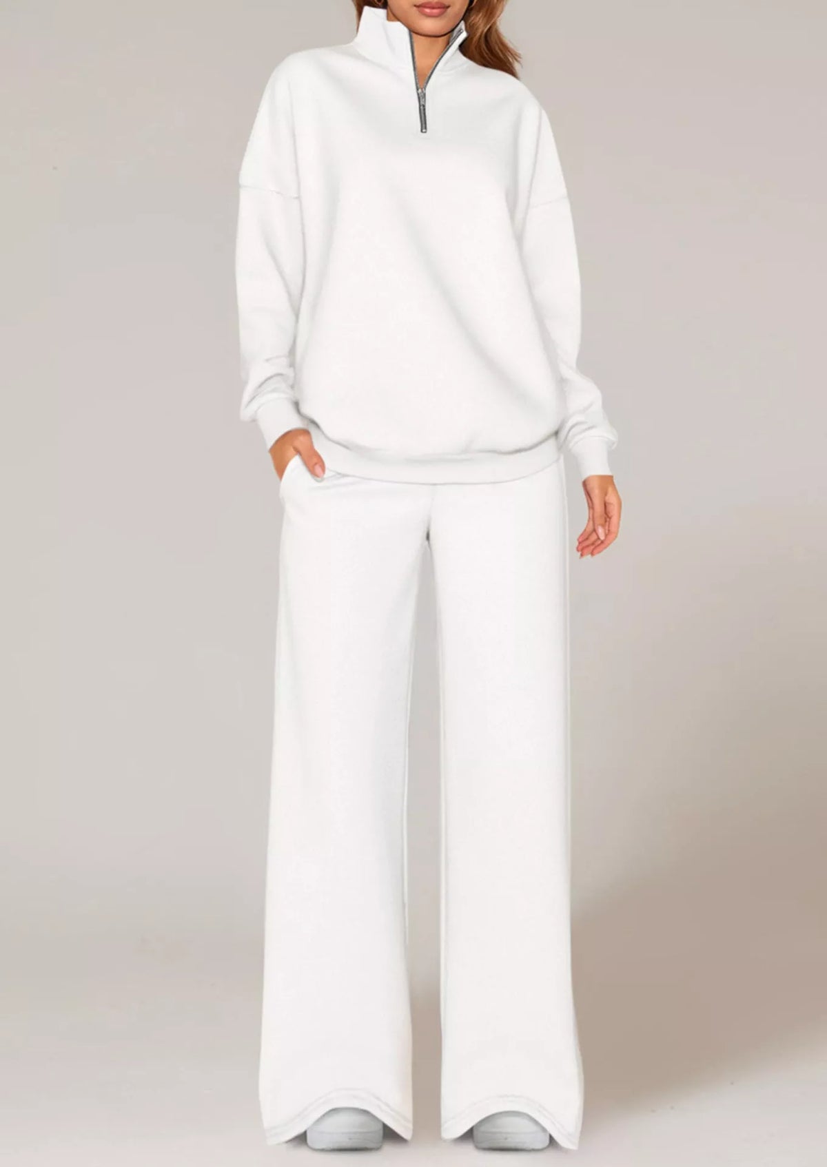 Half-Zip Sweatshirt and Wide-Leg Sweatpants Set, view 14