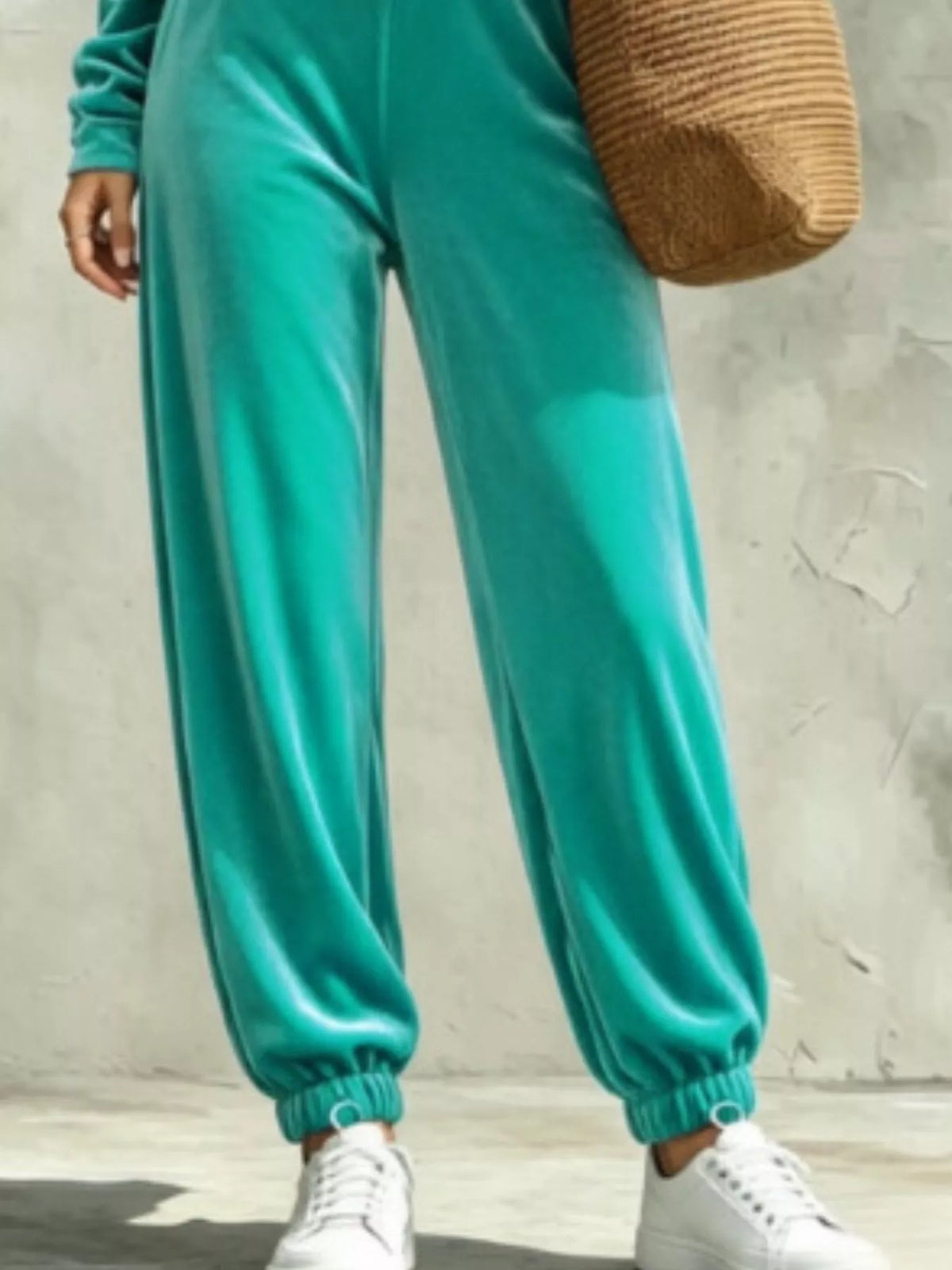 Full Size Velvet Cowl Neck Top and Pants Set Plus Size, view 6