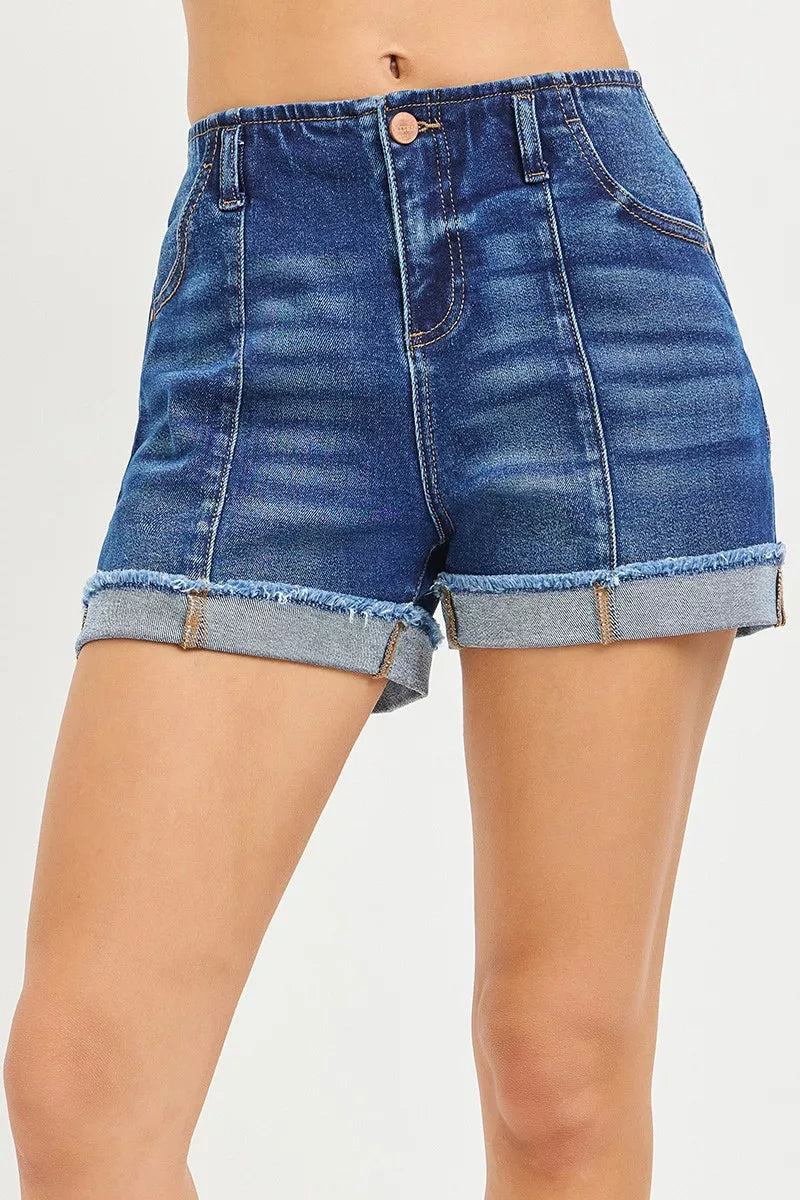 RISEN Slouchy Cuffed Denim Shorts - Lilixa.store