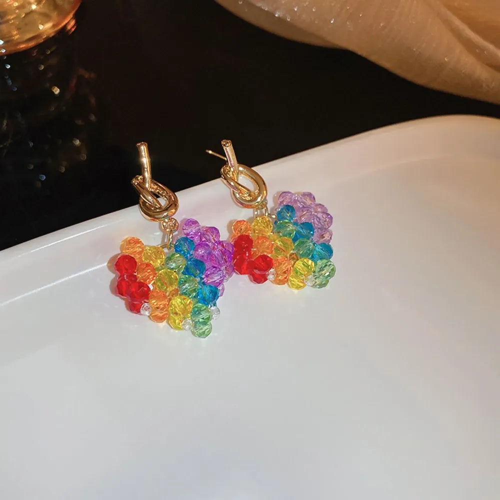 Contrast Crystal Bead Earrings - Lilixa.store