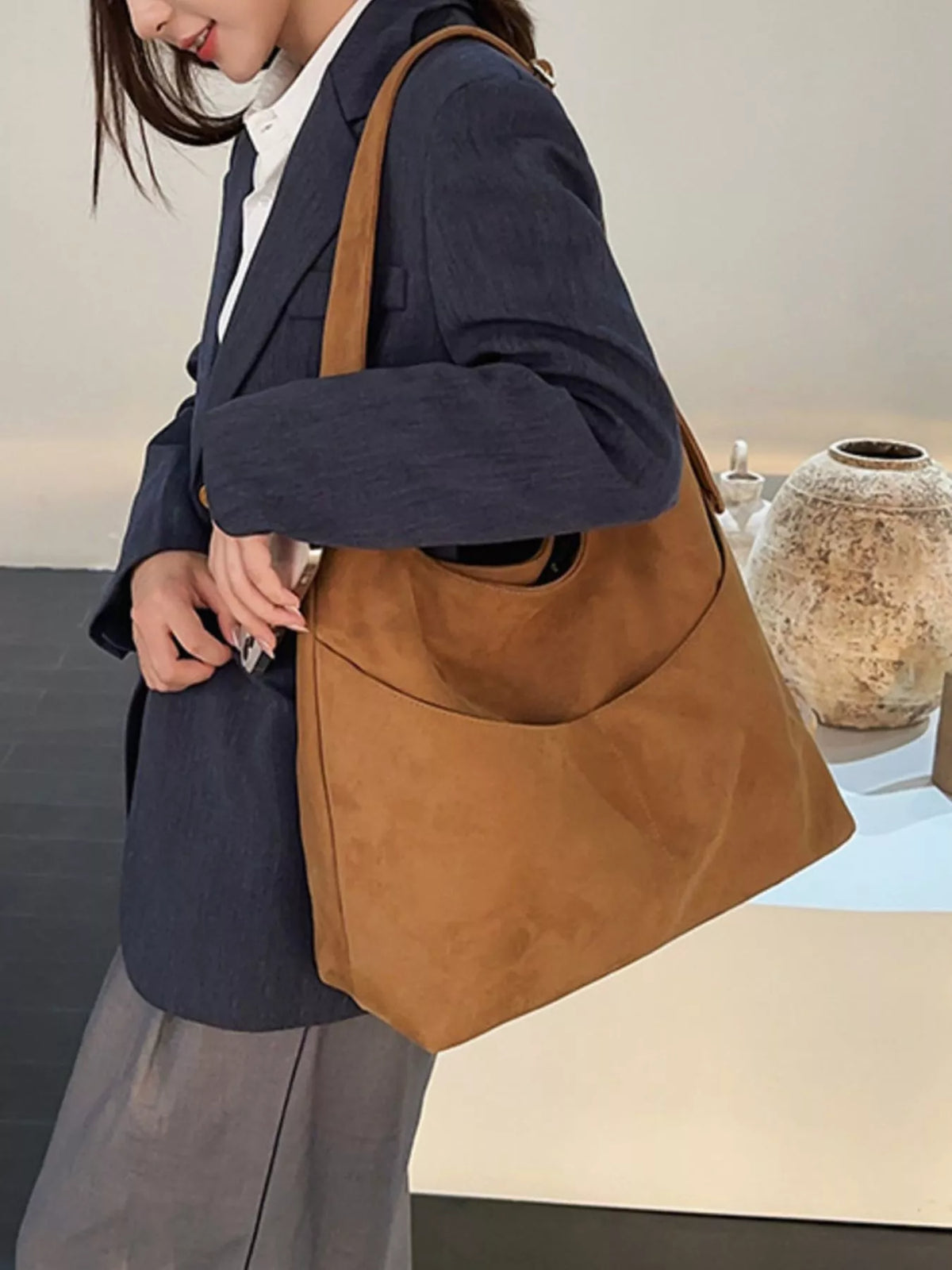 Solid Color Shoulder Bag - Lilixa.store
