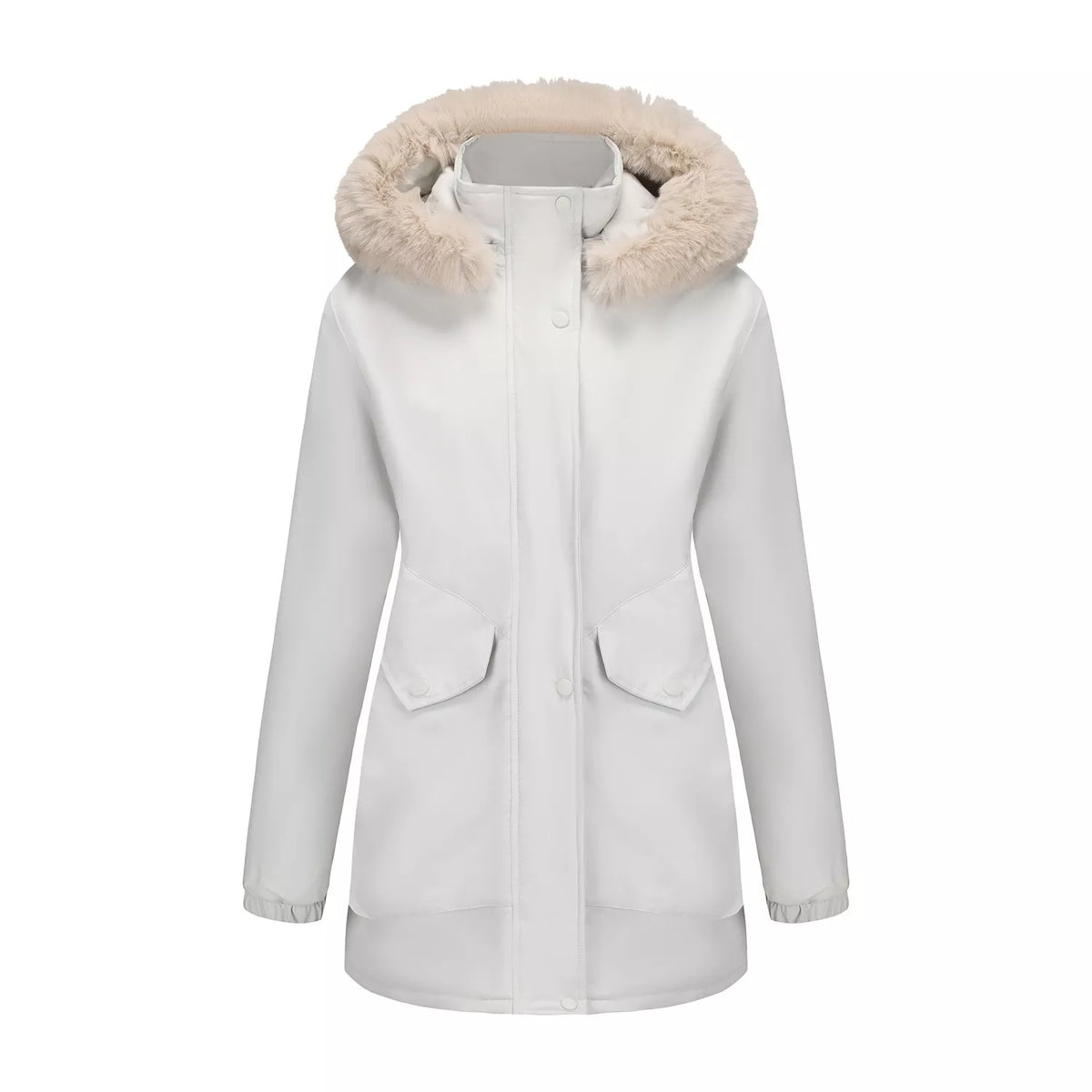 Full Size Fur Hooded Warm Winter Parka Outerwear Plus Size, view 13