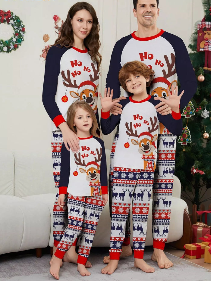 Full Size Christmas Reindeer Print Matching Family Pajama Set Plus Size - Lilixa.store