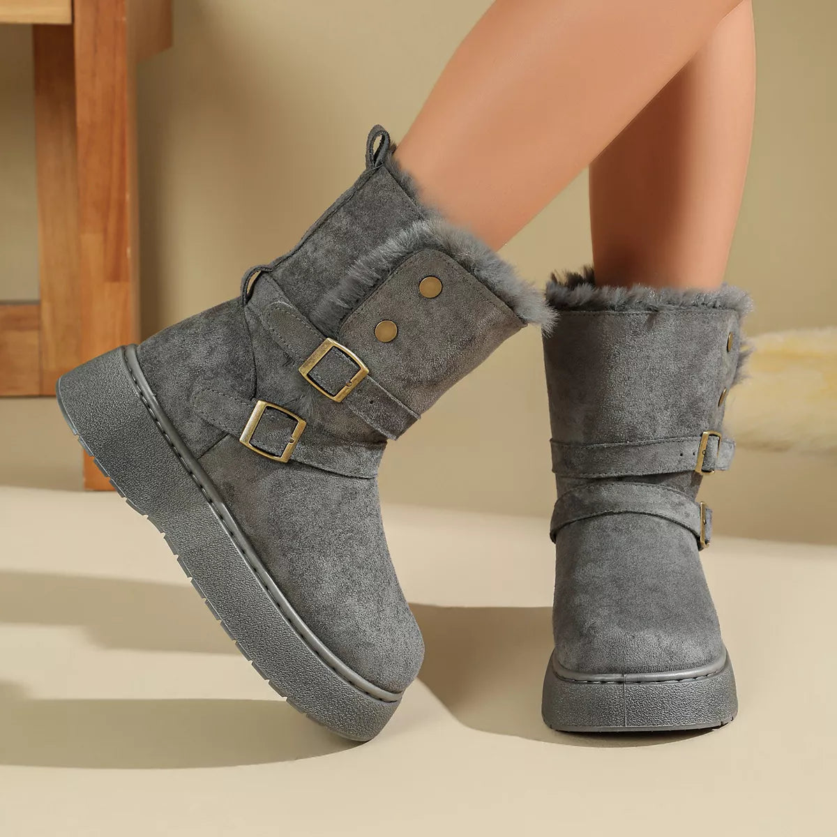 Round Toe Platform Boots - Lilixa.store
