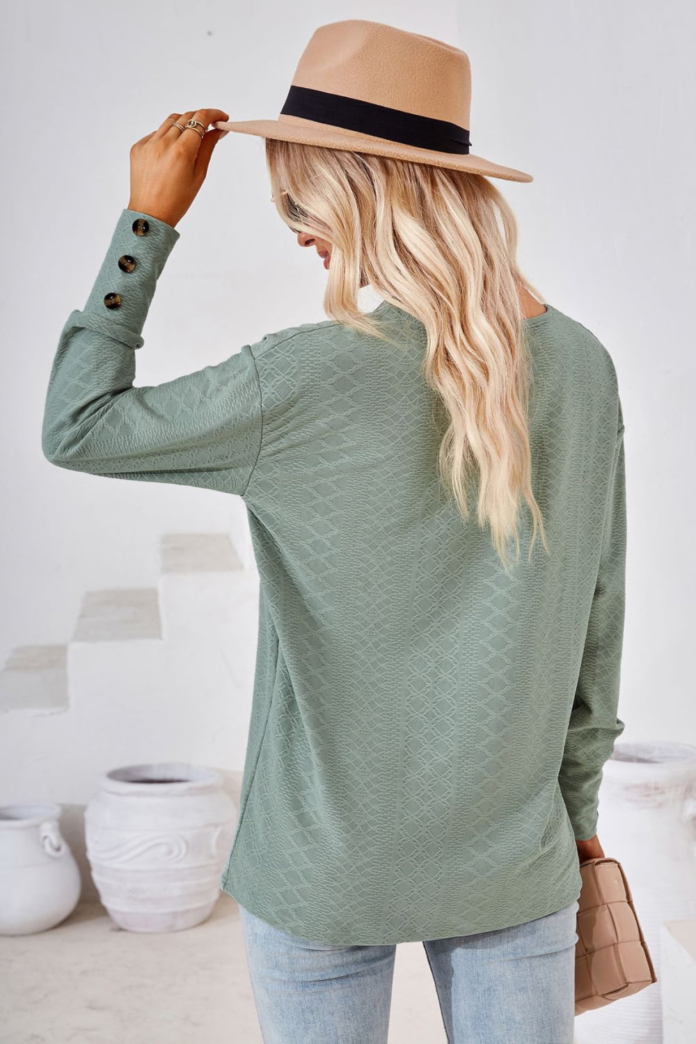 V-Neck Long Sleeve Blouse, view 10