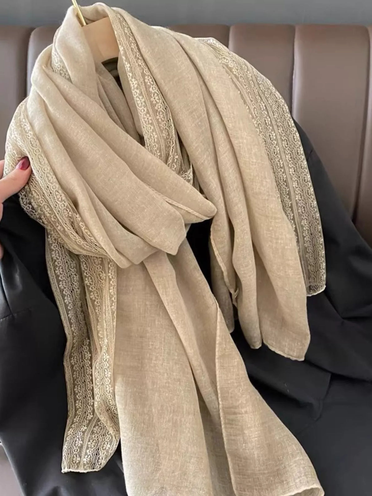 Lace Trim Scarf - Lilixa.store