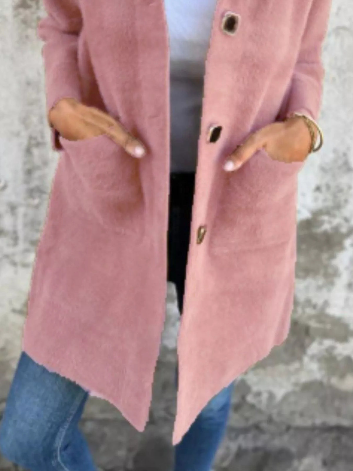 Full Size Button-Down Long Sleeve Longline Coat Plus Size, view 2