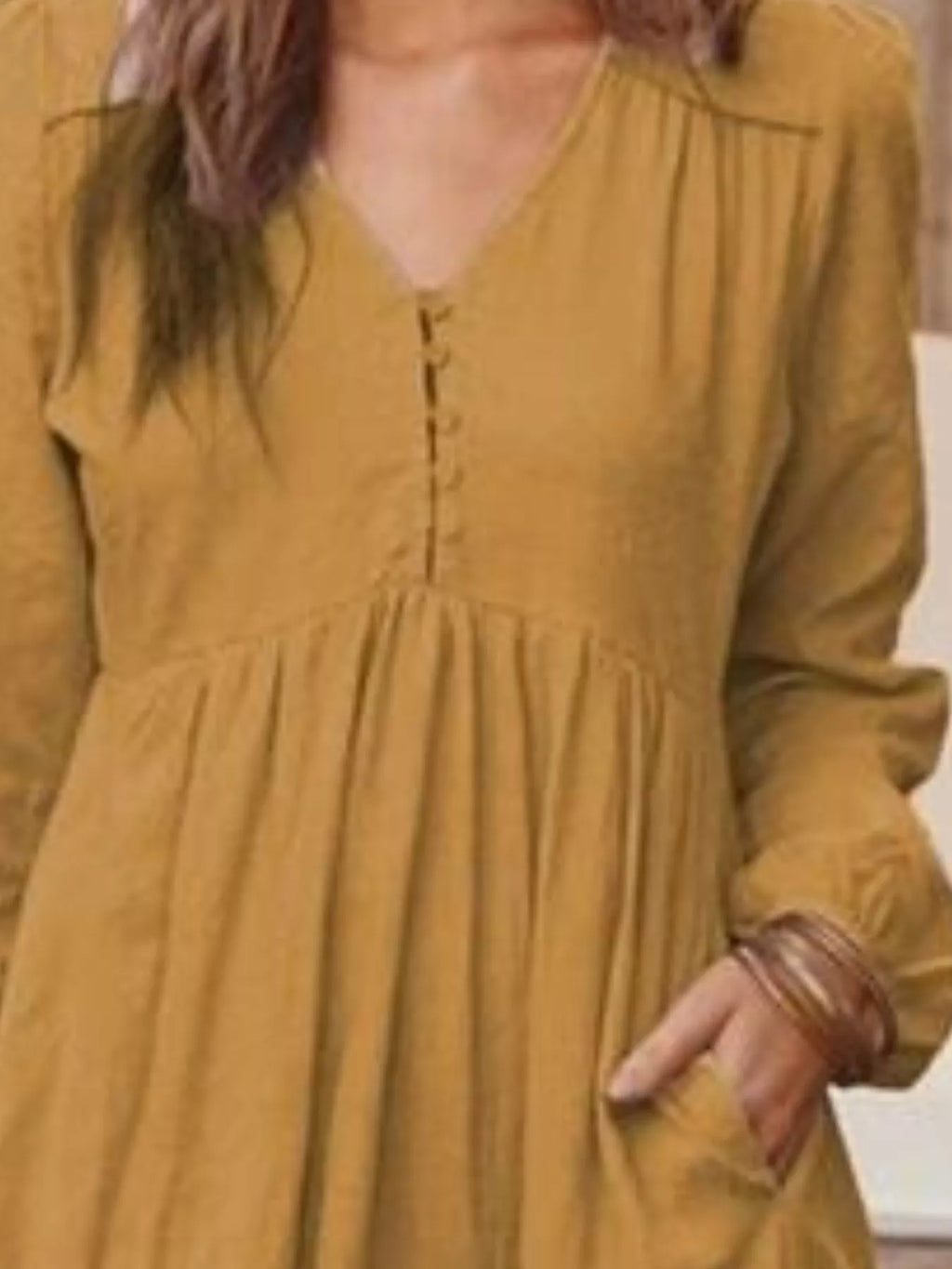 Full Size V-Neck Long Sleeve Tiered Maxi Dress with Pockets Plus Size - Lilixa.store