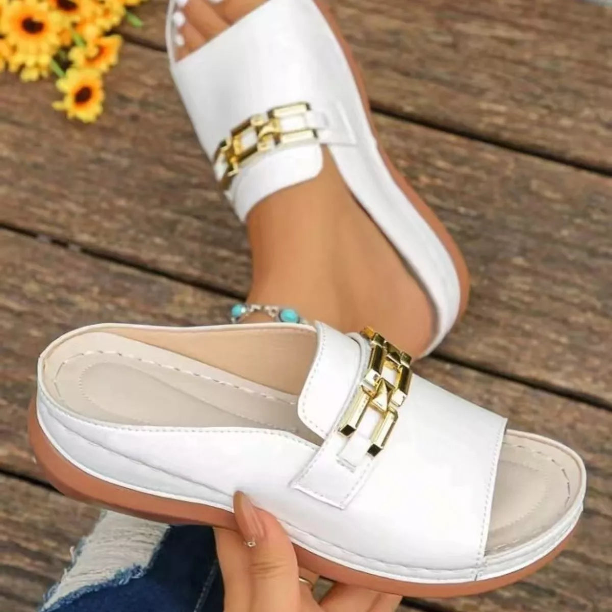 Peep Toe Wedge Sandals