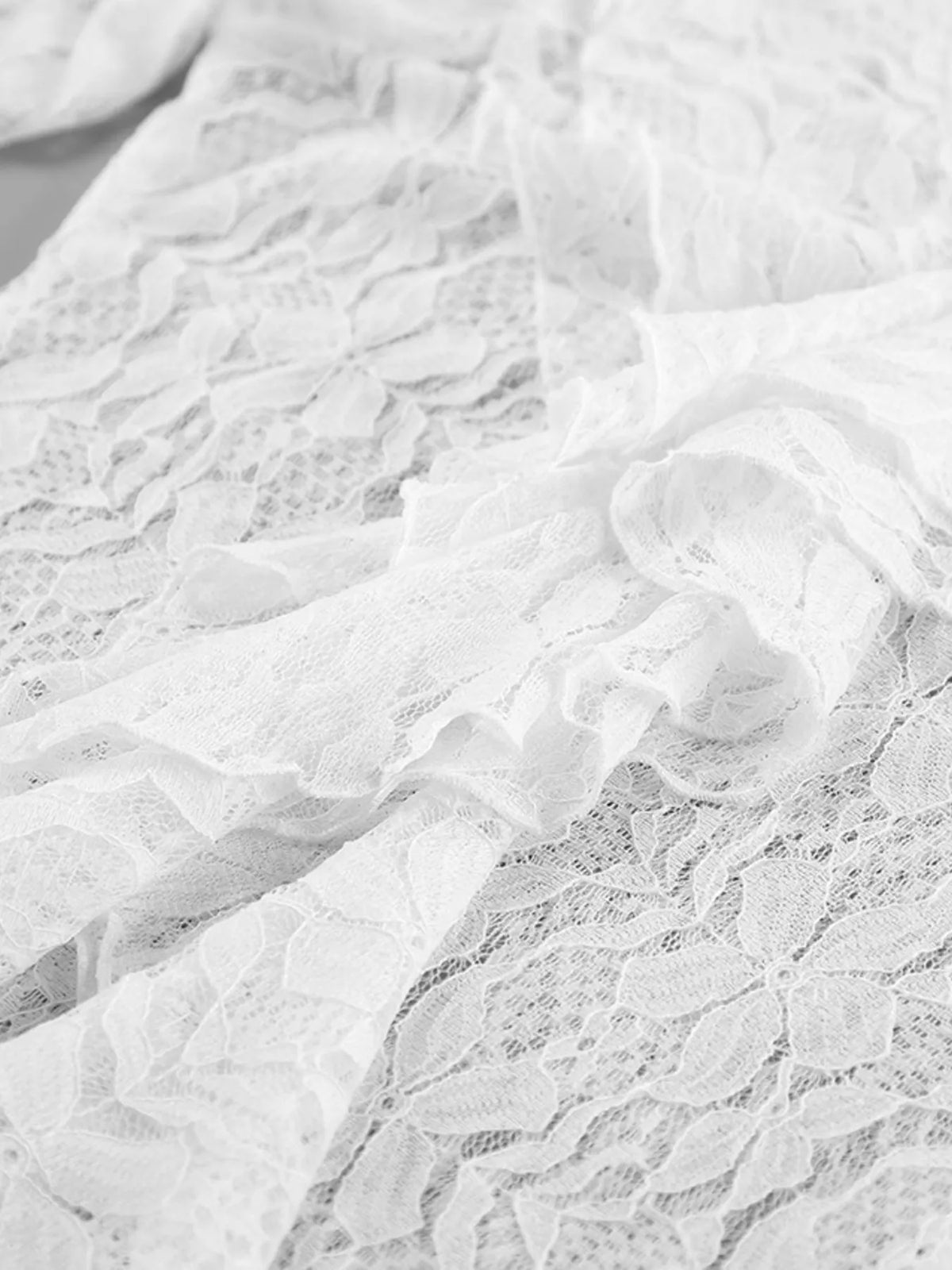 Lace V-Neck Flare Sleeve Blouse in White, view 10