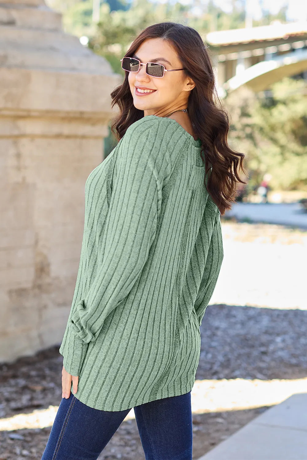 Basic Bae Full Size Ribbed Round Neck Long Sleeve Knit Top - Lilixa.store