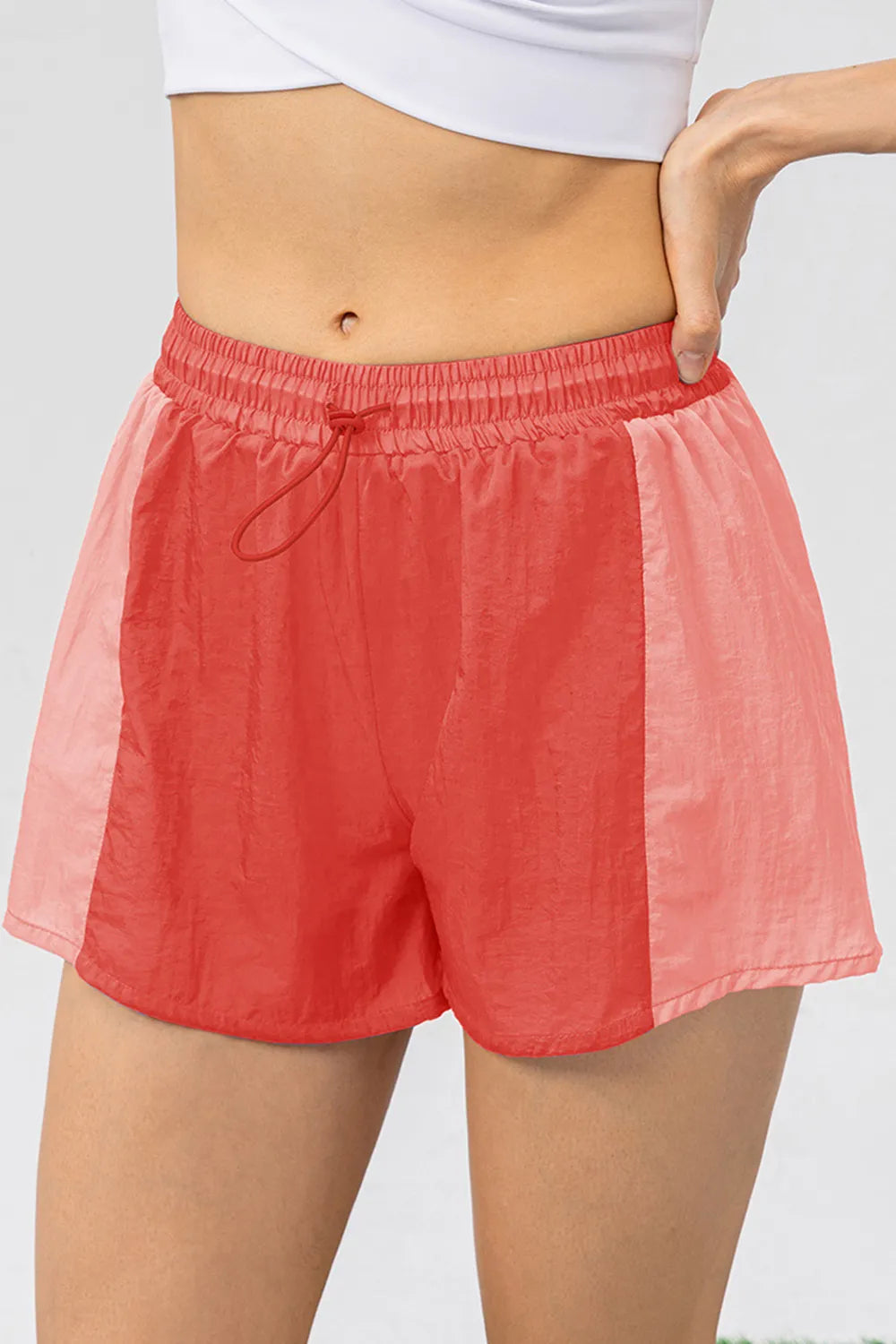 Color Block Drawstring Active Shorts - Lilixa.store